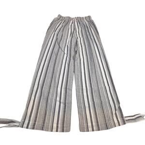 New in Bag 1XL Black White Stripe Women's Pants Tie Accent at Hem Elastic Waist